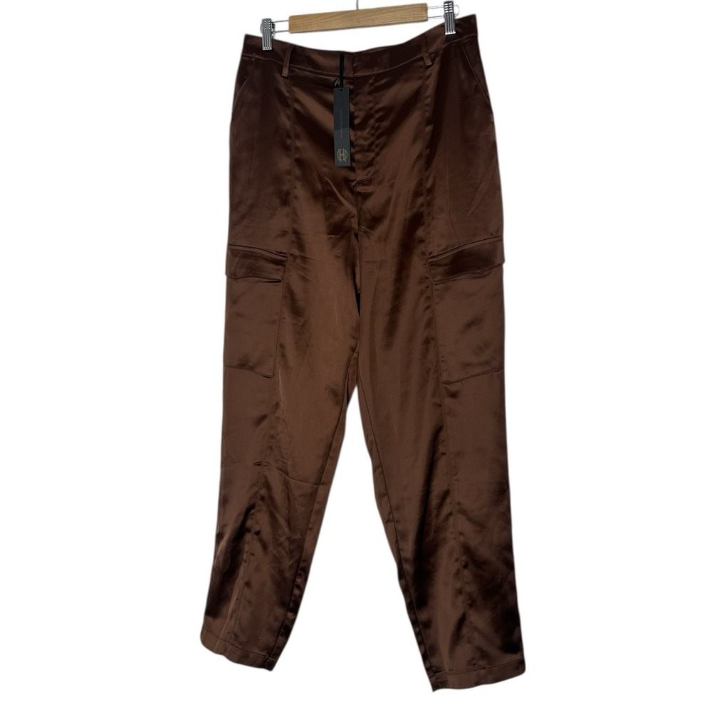 NEW House of Harlow 1960 Dress Pants Women's Size 10 Brown Cargo Career Formal
